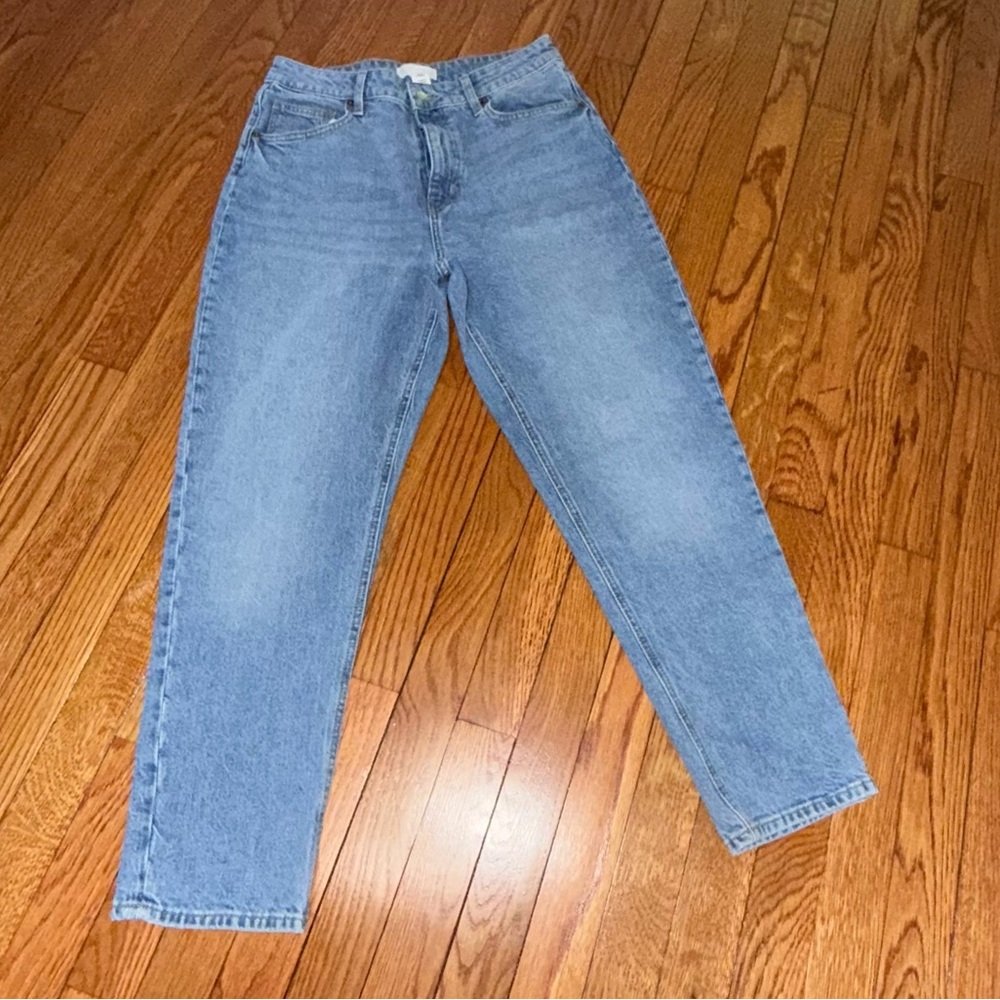 H&M Classic Blue Denim Jeans | Slim Fit High Waist Mom Style Jeans